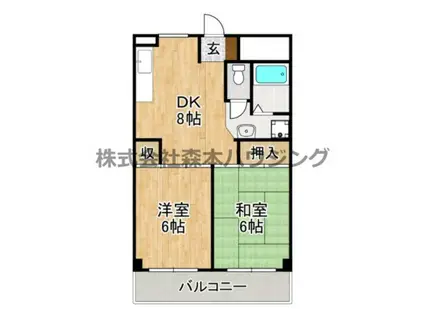 グリーンピア守口(2DK/3階)の間取り写真