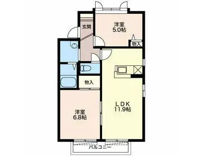 ハイムマグノリアA(2LDK/2階)の間取り写真