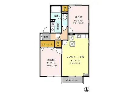 セジュールあやめ A/B/C(2LDK/1階)の間取り写真