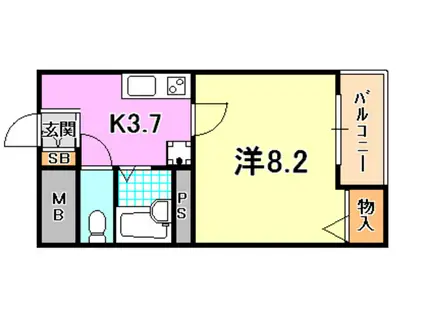コンフォート宮本町(1K/1階)の間取り写真