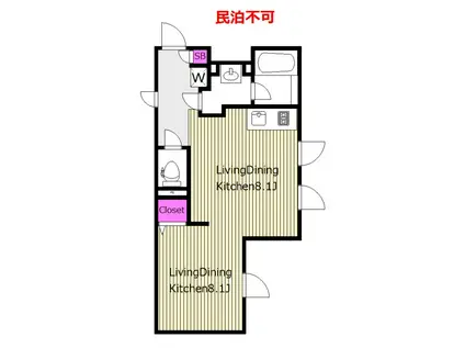 NETフリー ALERO参宮橋 QD(ワンルーム/2階)の間取り写真