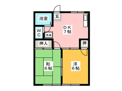 ベルメゾン(2DK/1階)の間取り写真