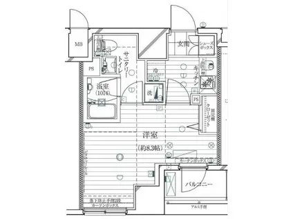 レガリス銀座イースト(1K/6階)の間取り写真