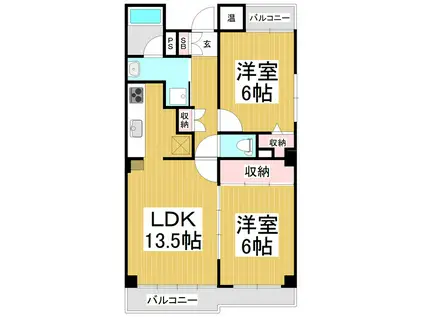 メゾンレーベン(2LDK/2階)の間取り写真