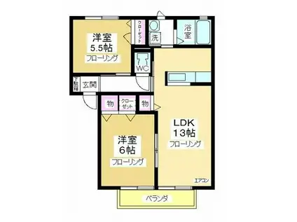 シャーメゾンさくら(2LDK/2階)の間取り写真