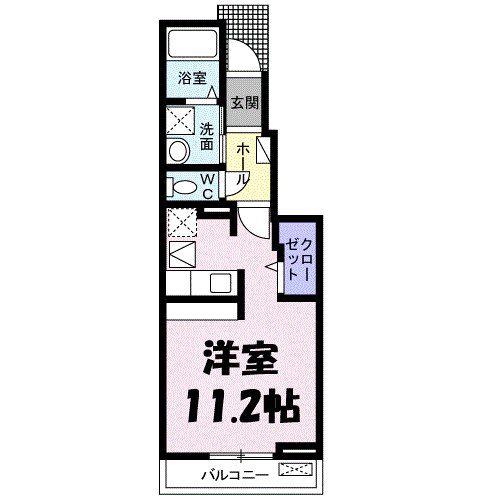 グリーン フィールドB(ワンルーム/1階)の間取り写真