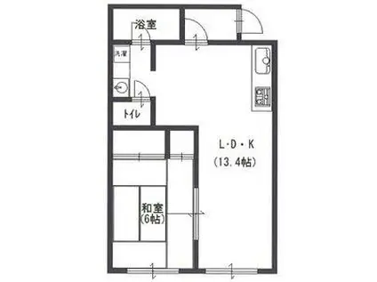 よしかわビル(1LDK/3階)の間取り写真
