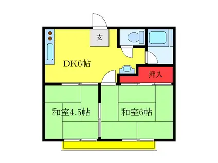 白百合ハウス(2DK/1階)の間取り写真