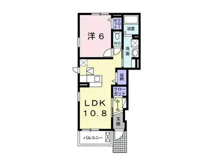 ヴィラ深大寺A(1LDK/1階)の間取り写真