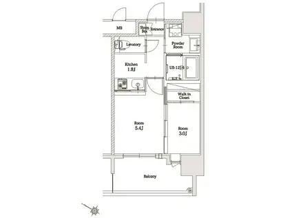 エンクレスト博多駅前ART(2K/5階)の間取り写真