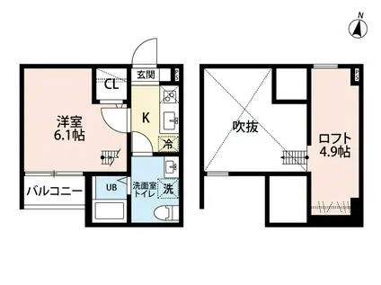 レヴレジール(1K/2階)の間取り写真