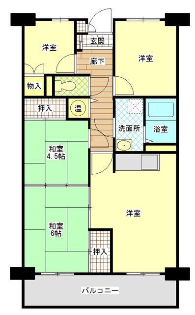 ライオンズマンション厚木(4LDK/2階)の間取り写真