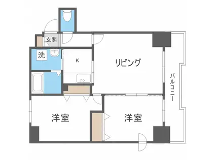 ビッグパレス円山II(2LDK/9階)の間取り写真