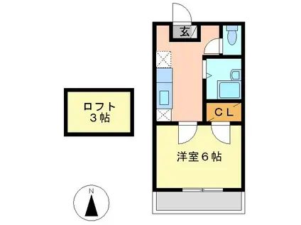 エスコート5(1K/2階)の間取り写真