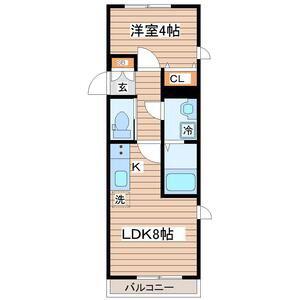 フラクタス南仙台(1LDK/2階)の間取り写真