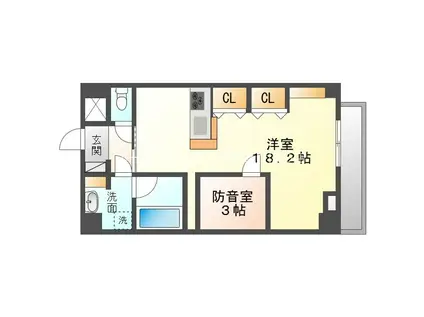 セントフィオーレ松葉(ワンルーム/9階)の間取り写真