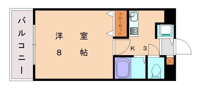 エリア天神(1K/3階)の間取り写真