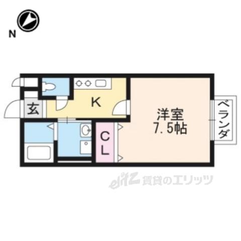 藤井ハイツ虫生野(1K/2階)の間取り写真