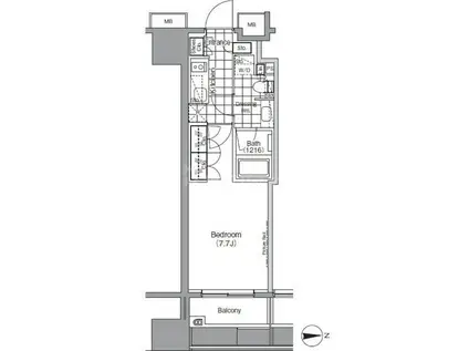 ザ・パークハビオ蔵前(1K/11階)の間取り写真