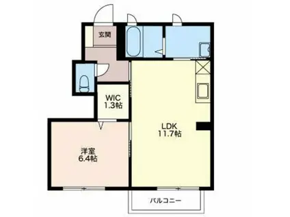カーティアスB(1LDK/1階)の間取り写真