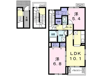 リヴェール壱番館(2LDK/3階)の間取り写真