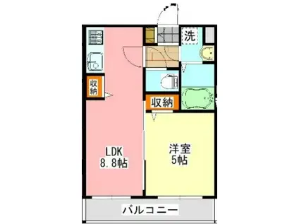 コネクトパークヒルズ稲毛海岸(1LDK/5階)の間取り写真