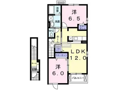 シュティルブリーゼI(2LDK/2階)の間取り写真