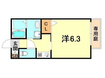 ハイ・ベックスII(1K/1階)の間取り写真