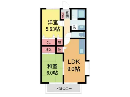 フェアリー上甲子園(2LDK/1階)の間取り写真