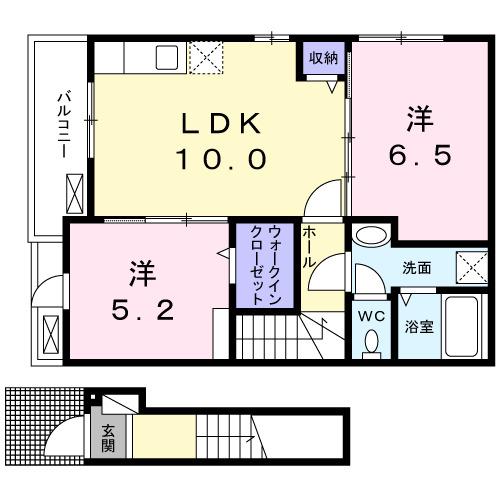 ブライト 立石(2LDK/2階)の間取り写真