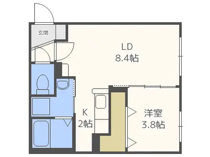 シティレジデンス北36条(1LDK/2階)の間取り写真