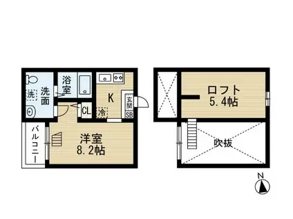 パークアベニュー露橋パークアベニューツユハシ(ワンルーム/2階)の間取り写真