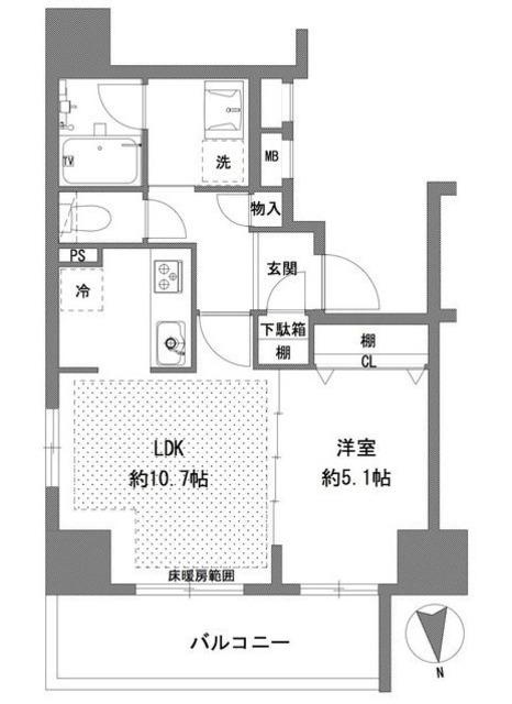 ラグゼナ八王子横山町(1LDK/14階)の間取り写真