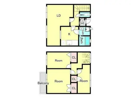 フレグランス玉川学園A・B(3LDK/1階)の間取り写真