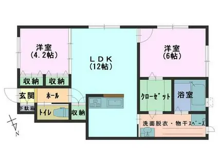 エルシオン(2LDK/1階)の間取り写真