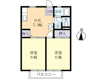 アーバン牛久14号館(2DK/1階)の間取り写真