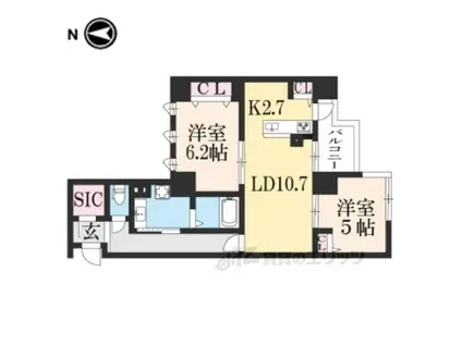 グランレブリー押小路高倉(2LDK/4階)の間取り写真