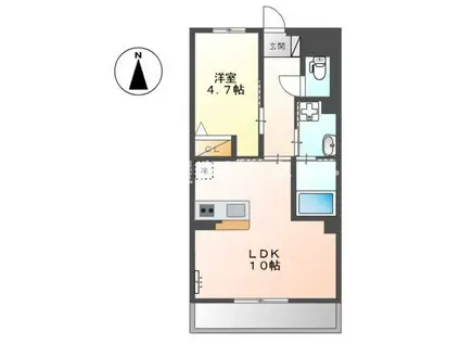 ヴェルデみなみ学生・社会人にオススメ初期費用分割(1LDK/3階)の間取り写真