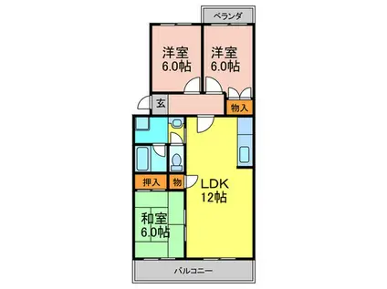 ハイツキャスティーA棟(3LDK/4階)の間取り写真
