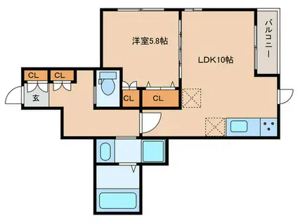 LE CIEL(1LDK/1階)の間取り写真