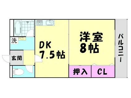 ラプラージュ松江中(1DK/3階)の間取り写真