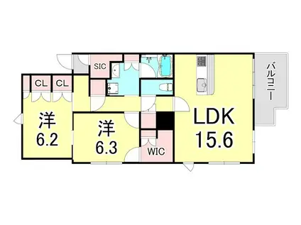 プラウド西宮北口(2LDK/2階)の間取り写真