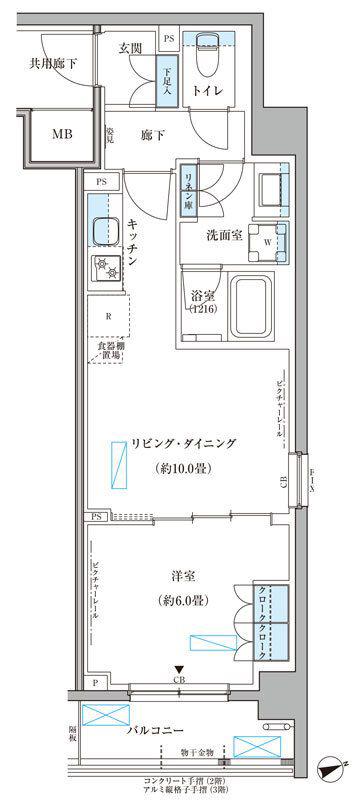 パークアクシス文京本郷(1LDK/2階)の間取り写真