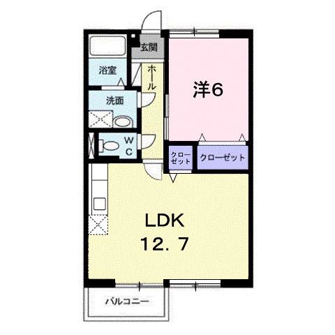 イプシロンB(1LDK/2階)の間取り写真