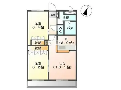 VIENTOⅡ(2LDK/1階)の間取り写真