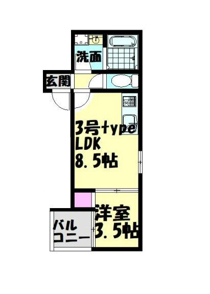 D PORTA CLAVEL(1LDK/2階)の間取り写真