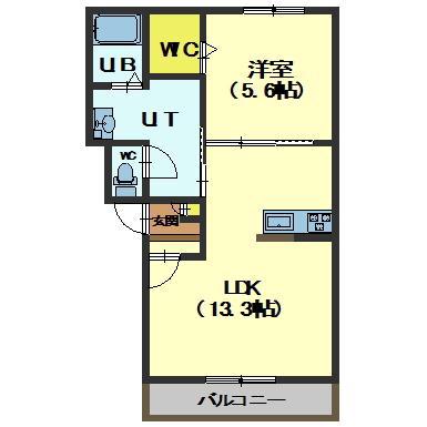 フィフティワンVOL.VIII(1LDK/2階)の間取り写真