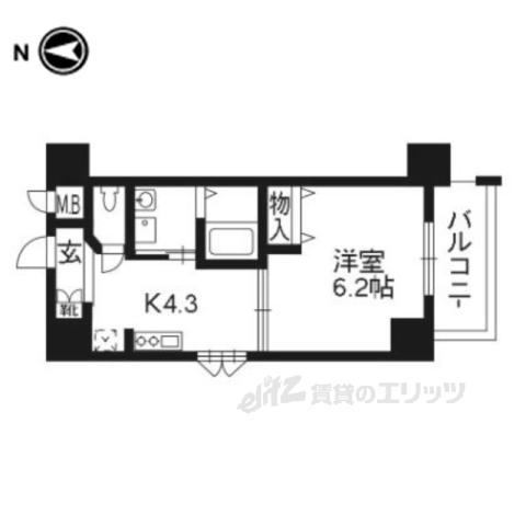 EC京都駅前KOTO(1DK/8階)の間取り写真
