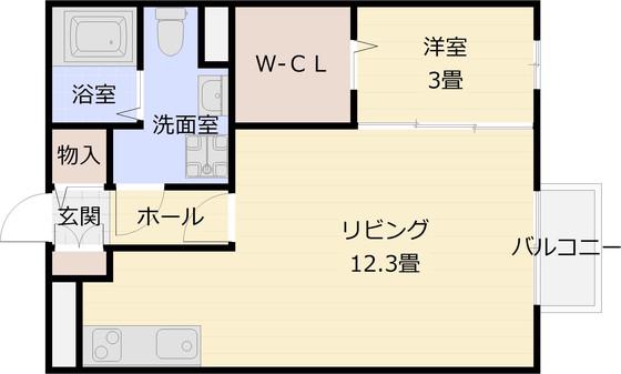 メゾンカムス(1LDK/2階)の間取り写真