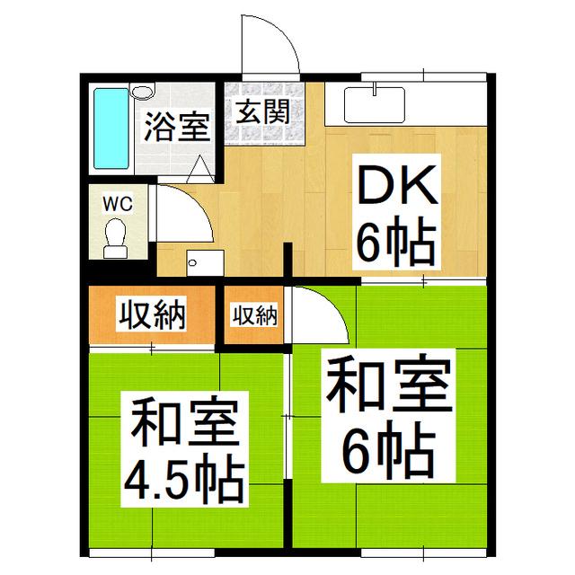 カーサヤマコシ(2DK/2階)の間取り写真